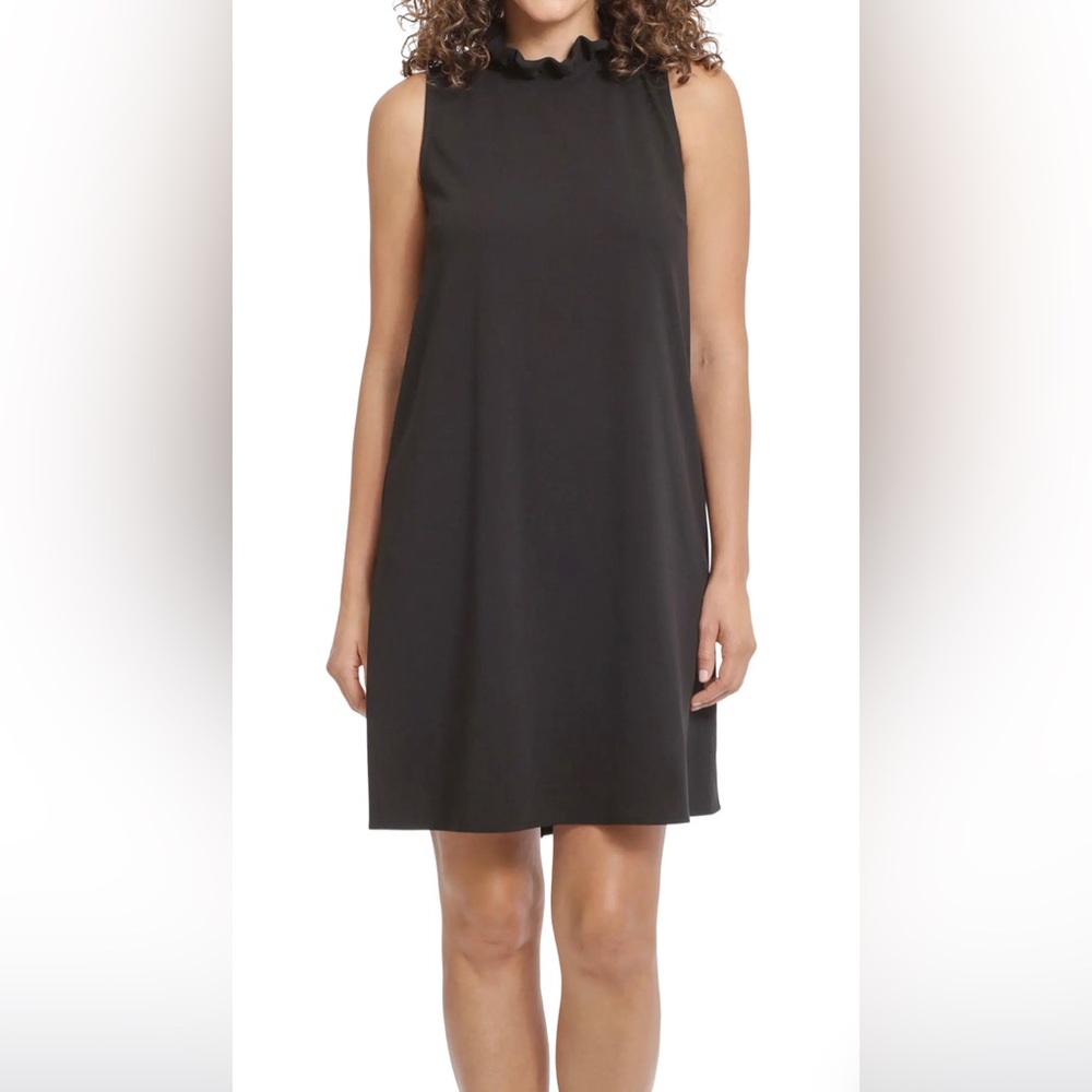 London Times Black Ruffle Dress
